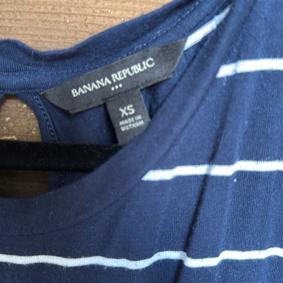 Banana Republic Navy White Striped tank dress drawstring waist, pockets size XS - Picture 2 of 7